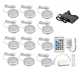 Anlighter® 12個調光パックライトLEDの下キャビネット照明キット+24 リモートコントロール+ 12V5A ACアダプター、DC12V合計24W - ウォームホワイト