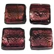 Dark Purple Silver Foil Flat Square Glass Beads Apprx 4