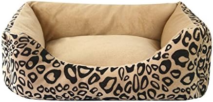 MULTIGOOD Big Pet Bed Lux Plush Rectangular Quality Dog Bed Removalbe Washable Cover Zippered, Leopard, Medium