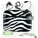Zebra Carrying Sleeve with Extra Pocket for Amazon Kindle DX + Black Rapid Kindle DX Car Charger + Black Kindle DX Wall Charger + Amazon Kindle DX Data Cable + Black Ebook Reader LED Light + Live*Laugh*Love Wrist Band!!! (Kindle DX Not Included)