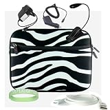 Zebra Carrying Sleeve with Extra Pocket for Amazon Kindle DX + Black Rapid Kindle DX Car Charger + Black Kindle DX Wall Charger + Amazon Kindle DX Data Cable + Black Ebook Reader LED Light + Live*Laugh*Love Wrist Band!!! (Kindle DX Not Included)