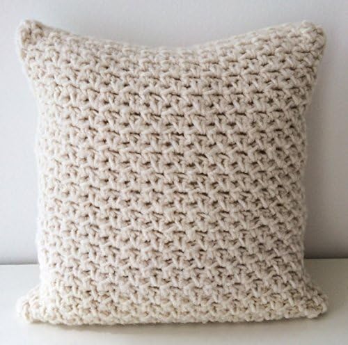 16x16 Handmade Chunky Neutral Wool Throw Pillow Cover
