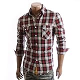 Mens Casual Chest Pocket Checkered Slim Shirts(C3K)