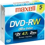 MAXELL 635125 4.7 GB DVD-RWS (5 PK WITH JEWEL CASES)