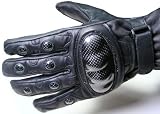 MOTORCYCLE GLOVES CARBON KEVLAR LEATHER BLACK - Size M