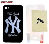 New York Yankees iPhone 4 & 4s Case (Black) + 4x Accessories (Pwnage)