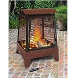 New Landmann Haywood Fire Pit Large Spark Screen Hinged Door Attractive Embossed Design