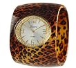 Ladies Crystal Cheetah Watch Wide Bangle Bracelet