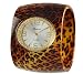 Ladies Crystal Cheetah Watch Wide Bangle Bracelet