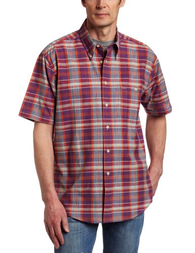 Pendleton Men's Short Sleeve Oceanside Shirt, Purple/Turquoise Plaid, Large