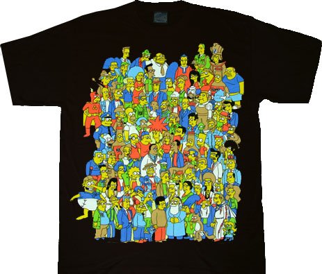 The Simpsons Glow in the Dark Homer Crowd Black T-Shirt Tee