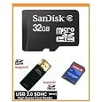 SanDisk 32GB MicroSDHC Memory Card with Adapter (Bulk Package) + USB2.0 High Speed Memory Card Reader/Writer