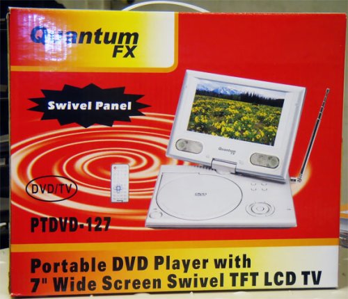 QUANTUM PTDVD-127 PORTABLE DVD PLAYER W/ 7 INCHES WIDE SWIVEL TFT LCD TV