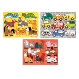 Melissa & Doug Deluxe Mix 'n Match Peg Puzzle 3 Pack Bundle ~ Melissa & Doug