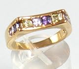 Ladies Pastel CZ Baguette Ring Band Sz 6.5 24KGL Gold Layered LIFETIME WARRANTY