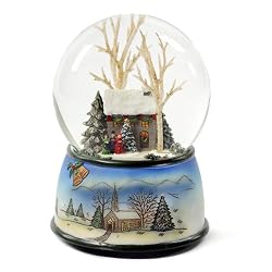 Winter Cottage with Carolers Snow - Water Globelobe