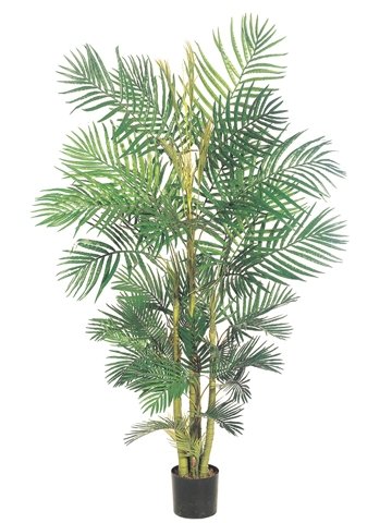 Pack of 2 Decorative Thick Areca Palm Trees with Round Pots 7'