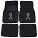 Pink Ribbon Breast Cancer Awareness Gem Crystal Studded Rhinestone Bling Car Truck SUV Floor Mats Bucket & Bench Seat Covers - Combo Kit Gift Set - 8PC