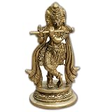 Hari Krishna Lord Hindu God Brass Metal Sculpture Spiritual Gift