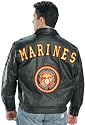 Marines Bomber Leather Jacket - Color : black - Size : XL