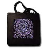 Notre Dame Cathedral Stained Glass - Black Tote Bag 14w X 14h X 3d