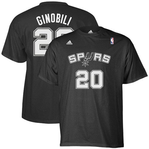 NBA Men's San Antonio Spurs Manu Ginobili Gametime Name & Number Tee (Black, Medium)