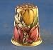 Porcelain China Collectible Thimble - Vintage Floral Tulips with Gift Box