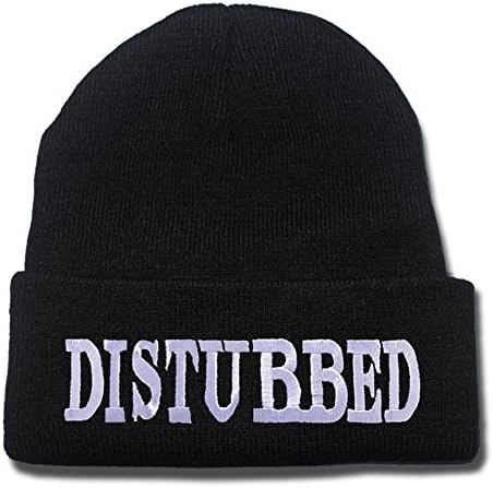 HEJIAXIN Disturbed Heavy Metal Band Logo Beanie Fashion Unisex Embroidery Beanies Skullies Knitted Hats Skull Caps