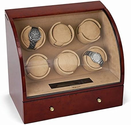 Dark Burlwood Gloss Finish 6-Watch Watch Winder