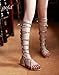 Kattee Women's Comfy Lace Up Flat Knee High Gladiator Sandals Gold Color