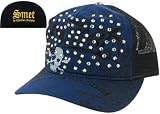 SMET Christian Audigier Ed Hardy Mens Womens Unisex Trucker Hat Cap Navy Black Rhinestone
