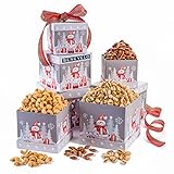 Let It Snow, Gourmet Merry Christmas, Holiday Roasted Nuts Gift Grey 3 Tier Tower
