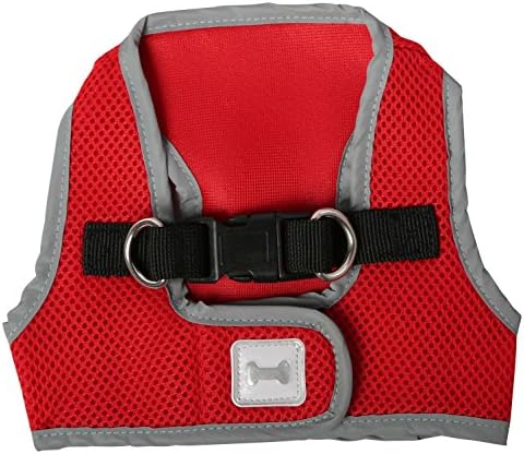 SimplyWag Dog Body Harness, Hibiscus Red w Reflective Trim, X-Small