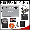 Olympus Stylus 1050 SW 10.1MP Waterproof / Shockproof Digital Camera (Silver) + 4GB MicroSD Card + Spare Li-42B Battery + Case + Accessory Kit