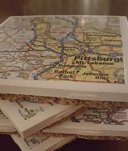 Pittsburgh, PA Map Coasters, Set of 4