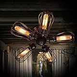 Electro_BP;Vintage Barn Metal Semi Flush Mount Light Max 300W With 5 Lights Black Finish