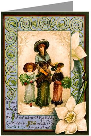 Vintage Original Prangs Holidays Christmas Cards of Mom and Daughters Delivering Presents, Victorian Notecards Boxed Set