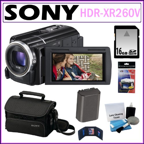 Sony HDR-XR260V HD Handycam 8.9 MP Camcorder with 30x Optical Zoom and 160GB HDD + 16GB SDHC + Sony Case + Replacement Battery Pack + Accessory Kit
