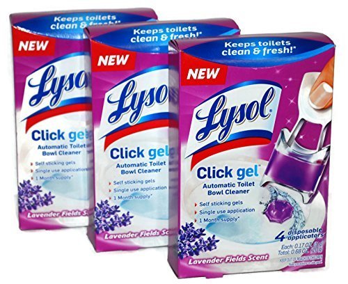 Lysol Click Gel Automatic Toilet Bowl Cleaner 3 Pack (Lavender Fields Scent)