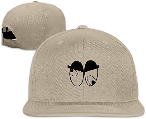 VOLTEBQ Eyeballs Upside Down Flat Bill Tour Adjustable Cap Snapback Natural