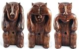 Hear No Evil See No Evil Speak No Evil Monkeys Set of 3 Wooden 8 Inches Tall Monkeys