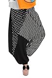 ELLAZHU Baggy Dot & Stripe Joint Harem Hippie Hip-hop Yoga Aladdin Boho Gypsy Pants Trousers Onesize