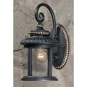 Outdoor wall 1 light fixture lava stone finish clear seedy glass Pub style by Triarch