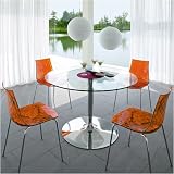 Calligaris 4005 Planet Table Series Planet 5 Piece Dining Set with Ice Chairs and Optional Stools