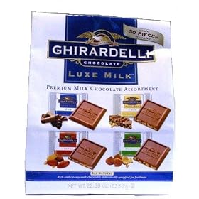 Ghirardelli Luxe Milk Chocolate Assortment: Milk Chocolate, Crisp, Almond, & Hazelnut, 50 squares