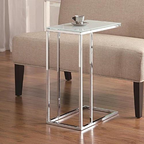 Snack Table Sofa Portable Home Furniture Snack Tables for Living Room Tray Table Stand Tv Accent End Table Eating Dinner Modern Coffee Tables Kitchen Glass Metal White