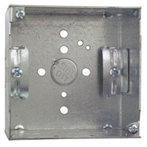 Steel City 52151-N Pre-Galvanized Steel Square Box with C-5 Non-Metallic Cable Clamps and 1/2-Inch and 3/4-Inch Knockouts