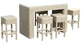 Ambientehome 63741 7tlg. Barset Dakar inklusive Glasplatte Polyrattan sand / beige