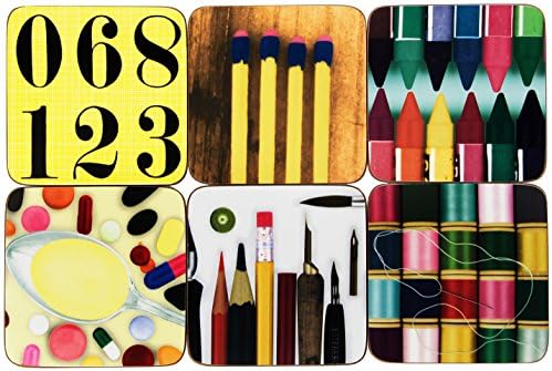 Eames Office Mixed Coaster Set 1 with 6 Images, 105 by 105mm