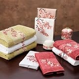 Anali Cherry Blossom on White Terry Fingertip Towel